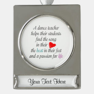 Love to Teach Dance Silver Plated Banner Ornament