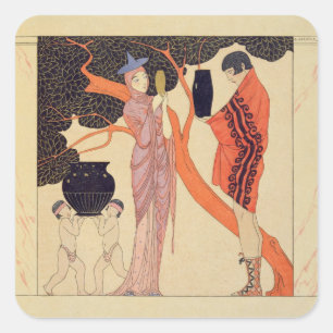 Love Token (w/c on paper) Square Sticker