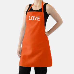 Love, tomato red lava white apron