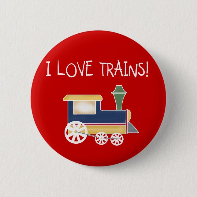 LOVE TRAINS 6 CM ROUND BADGE (Front)