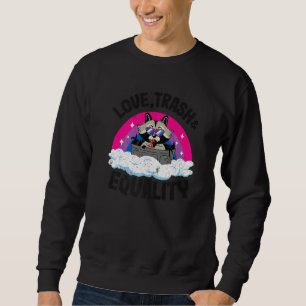 Love Trash & Equality Racoon Rainbow Bisexual Fla Sweatshirt