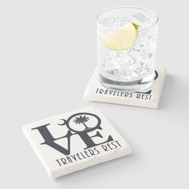 LOVE Travelers Rest South Carolina Stone Coaster (Side)