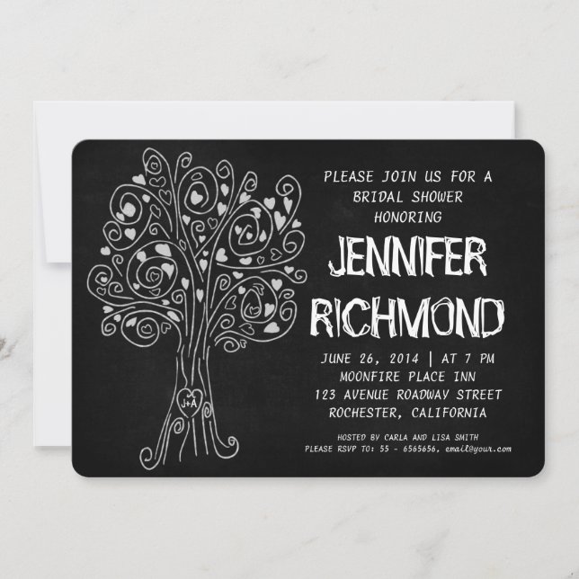 love tree chalkboard bridal shower invitations (Front)