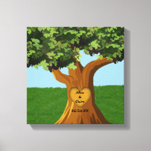 Love Tree Custom Name Wrapped Canvas Print