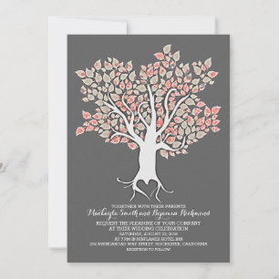 Love tree elegant modern wedding invitations