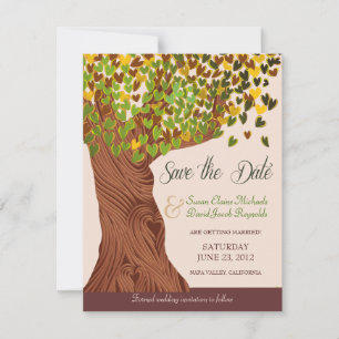 Love Tree Falling Heart Leaves Save the Date
