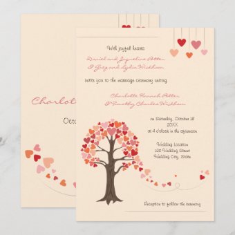 Love Tree Hearts Wedding Invitation | Zazzle