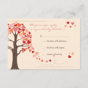 Love Tree Hearts Wedding RSVP Card