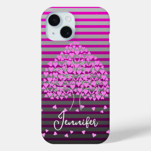 Love Tree iPhone Case Pink Stripe