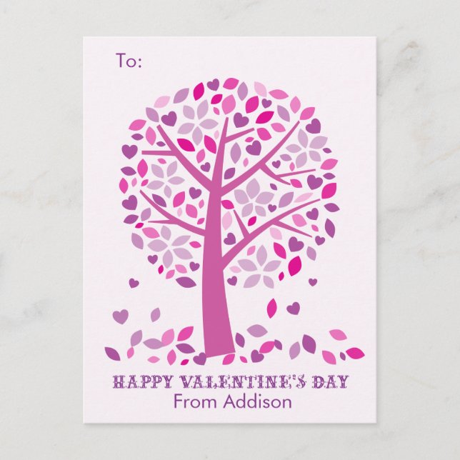 Love Tree Kids School Classroom Valentine Cards (Front)