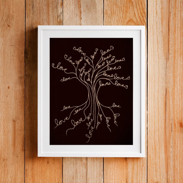 Love Tree of Life Nature Brown Hearts Cute Rustic Poster (Creator Uploaded)
