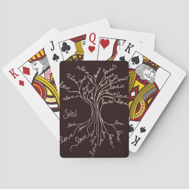 Love Tree of Life Nature Brown Hearts Cute Unisex Playing Cards (Back)