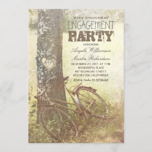 love tree rustic country engagement party invite