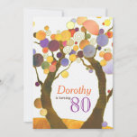 Love Trees 80Th Birthday Party Invitation<br><div class="desc">Chic, colourful circles and spirals on the trees that create a lovely arch illustrated on custom Birthday Party Invitations. Stylish invites you can easily customise with your own wording for a COUNTRY BIRTHDAY PARTY | AUTUMN BIRTHDAY PARTY or FALL GARDEN BIRTHDAY PARTY! Feel free to change the fonts, colours &...</div>