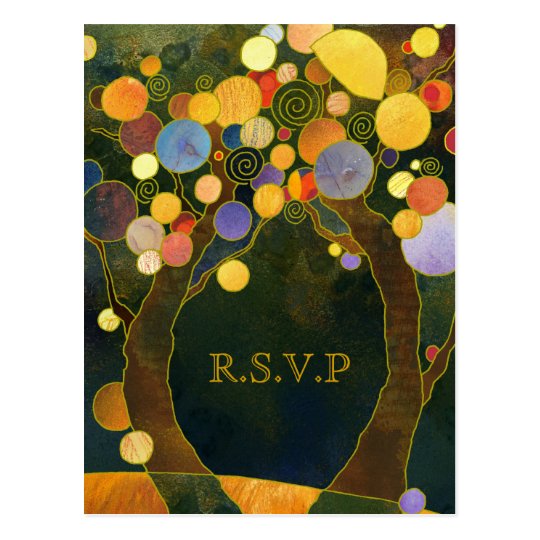 Love Trees Country Wedding RSVP Postcard