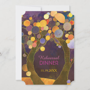 Love Trees in Purple Wedding Rehearsal Dinner Invitation