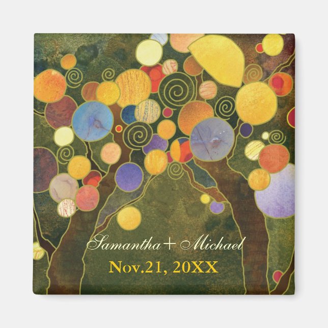Love Trees Olive Green Wedding Save the Date Magnet (Front)