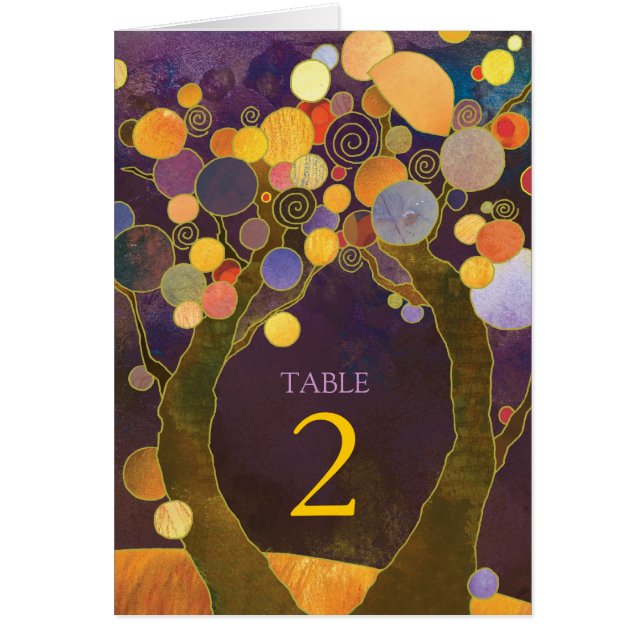 Love Trees Purple Wedding Table Numbers (Front)