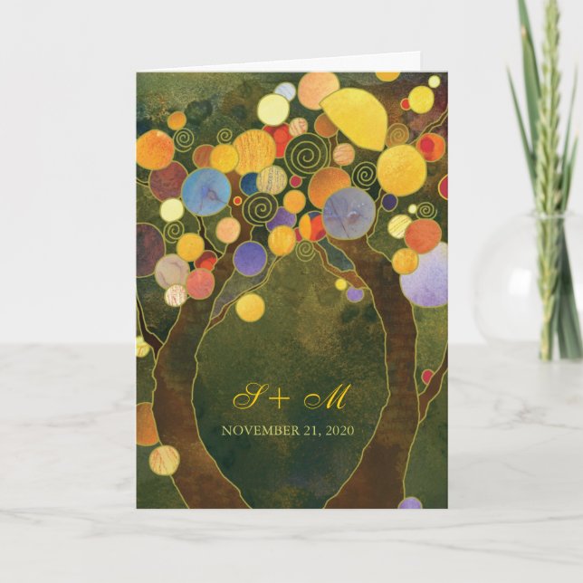Love Trees Rustic Olive Green Wedding Invitation (Front)