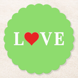 LOVE Trending Lime Green Modern Elegant Paper Coaster