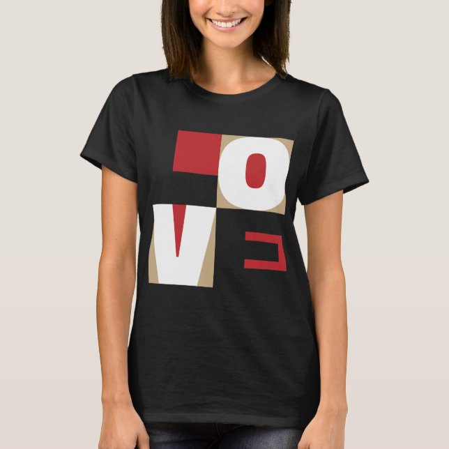 Love Trendy Design Modern Red Black Letter Art T-Shirt (Front)