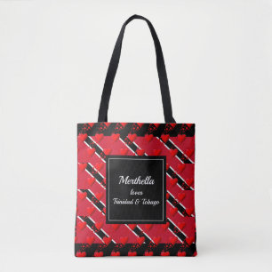 LOVE TRINIDAD TOBAGO Personalised Flag Hearts Tote Bag