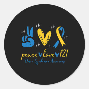 Love Trisomy 21 Down Syndrome Awareness Women Men  Classic Round Sticker