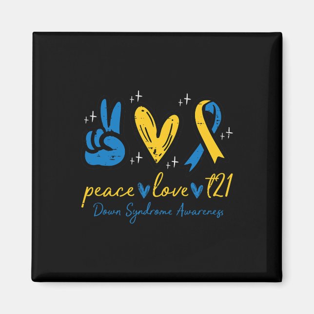 Love Trisomy 21 Down Syndrome Awareness Women Men  Magnet (Front)
