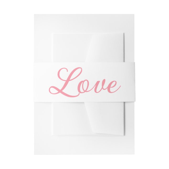Love Tropical Minimalist Pink Summer Wedding Invitation Belly Band (Front Example)