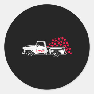 Love Truck Heart Pick Up Valentines Day Classic Round Sticker