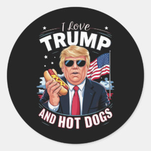 Love Trump And Hot Dogs - Hilarious Conservative  Classic Round Sticker