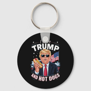 Love Trump And Hot Dogs - Hilarious Conservative Key Ring