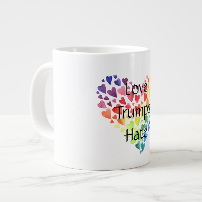 Love Trumps Hate Jumbo Mug (Front Left)
