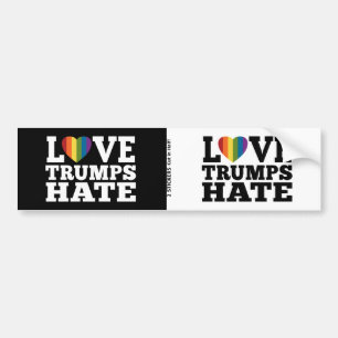 Love Trumps Hate Rainbow Heart - 2 on 1 design Bumper Sticker