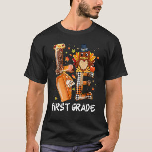LOVE Turkey Pilgrim First Grade Pumpkin Pie Thanks T-Shirt