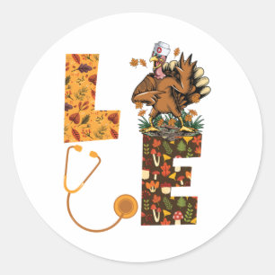 Love Turkey Stethoscope Nurse Life Thanksgiving Au Classic Round Sticker