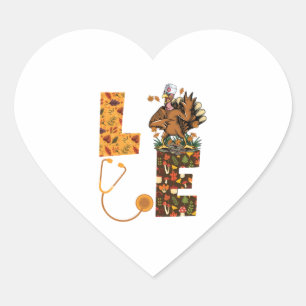 Love Turkey Stethoscope Nurse Life Thanksgiving Au Heart Sticker