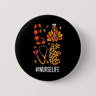 Love Turkey Stethoscope Nurse Thanksgiving Fall Sc 6 Cm Round Badge