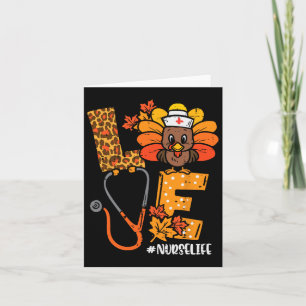 Love Turkey Thanksgiving Nurse Life Fall Scrub Top Card