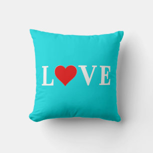 LOVE Turquoise Blue Aqua Blue Modern Chic Elegant Cushion
