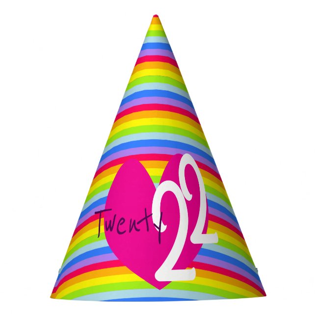 love twenty 22 rainbow stripe party hat (Front)