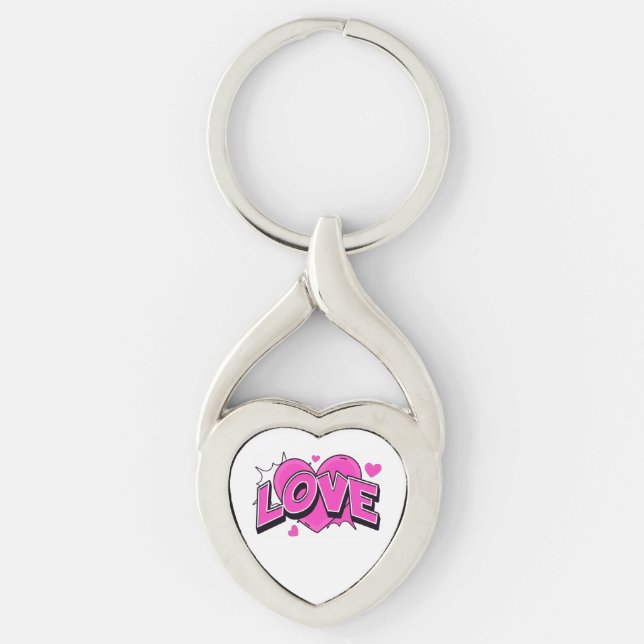 LOVE Twisted Heart Metal Keychain (Front)