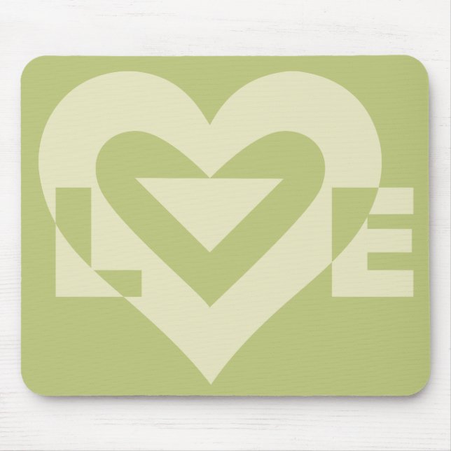 Love Two-Tone Sage Green Mouse Mat (Front)