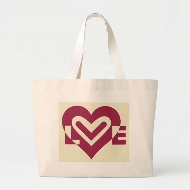 Love Two-Tone Wine Purple Large Tote Bag (Front)
