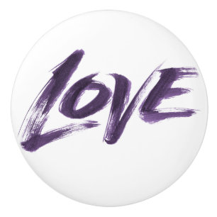 LOVE Typography Calligraphy Brush Lettering Ceramic Knob