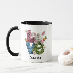 Love Typography Easter Bunny Crochet Name Mug