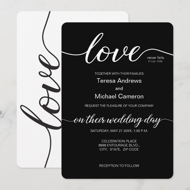 Love typography Elegant Wedding script Invitation (Front/Back)