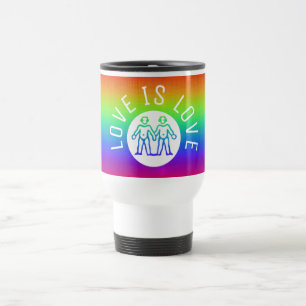 Love Typography Gay Pride Rainbow  LGBT Colourful Travel Mug