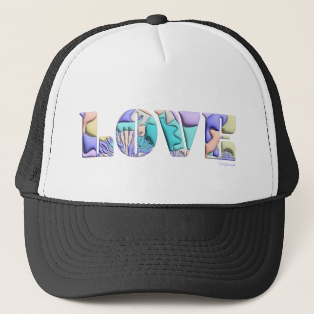 LOVE Typography, Graphic Cool Art Trucker Hat (Front)