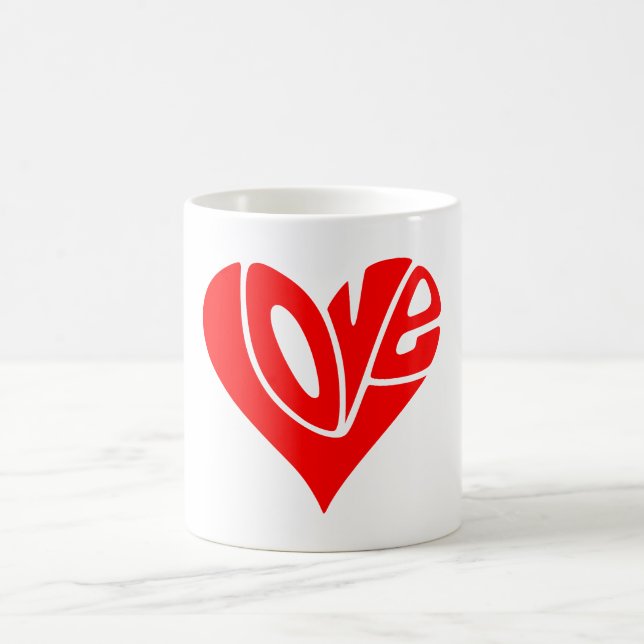 Love Typography in Heart Shape Coffee Mug (Center)